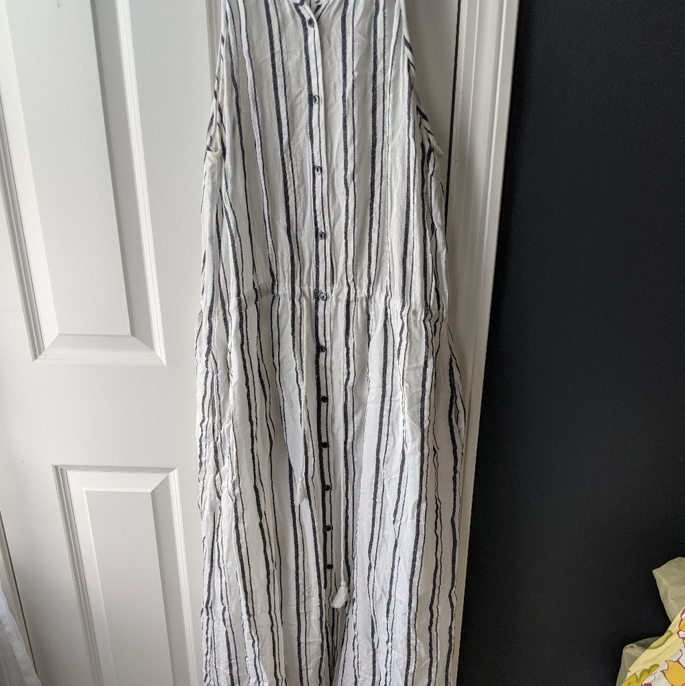 Lucky Brand Black and White Striped Maxi Dress